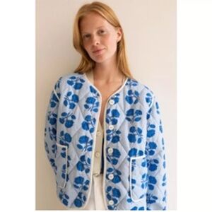 Blue Floral Quilted Women's Jacket